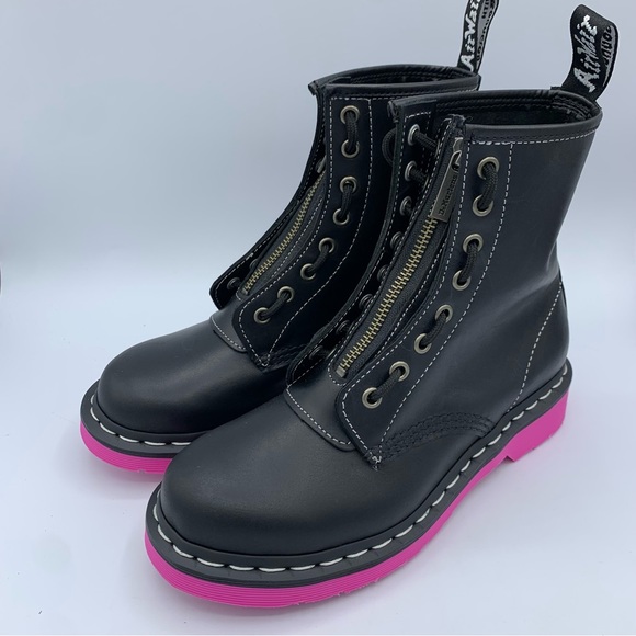 New Dr. Martens Womens 6 Style 1460 Jungle Pink Sole Zipper Front Wanama Boot - Picture 4 of 9